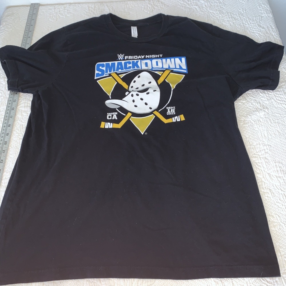 WWE Smack Down x NHL Anaheim Mighty Ducks Graphic Print T-Shirt Size 2XL XXL